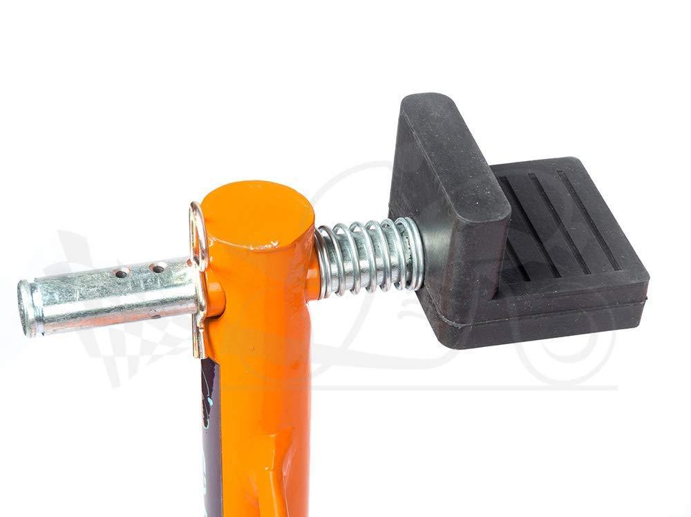 Non-Dismantlable Rear Paddock Stand With Skate Wheels (upto 350 kg) - Orange - Image 5
