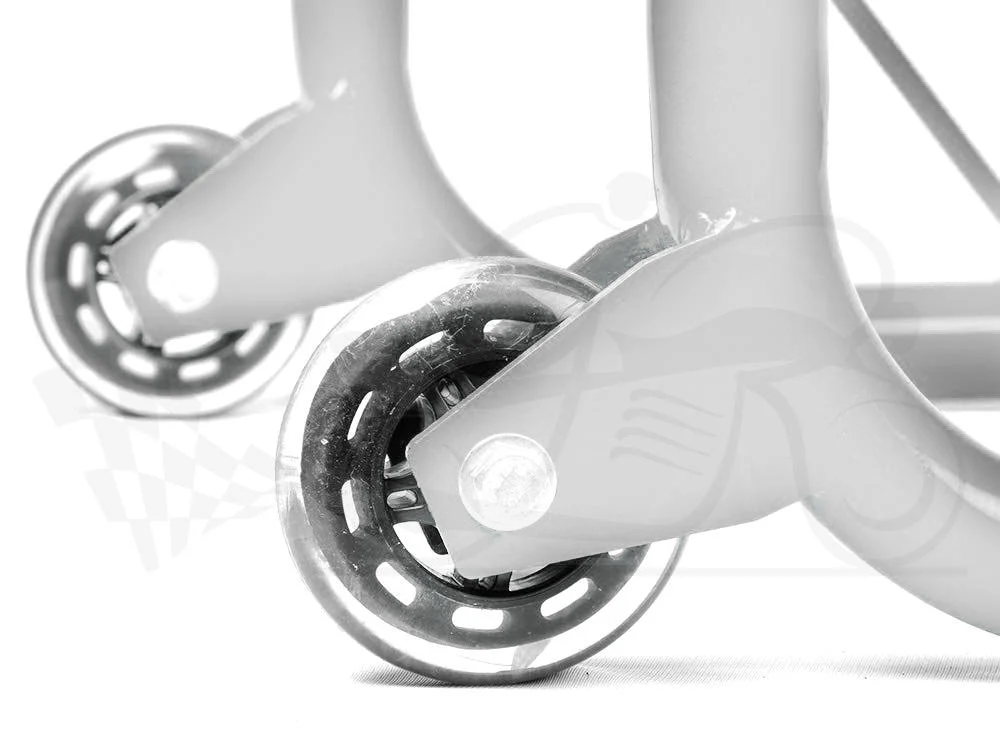Non-Dismantlable Rear Paddock Stand With Skate Wheels (upto 350 kg) - Silver - Image 7