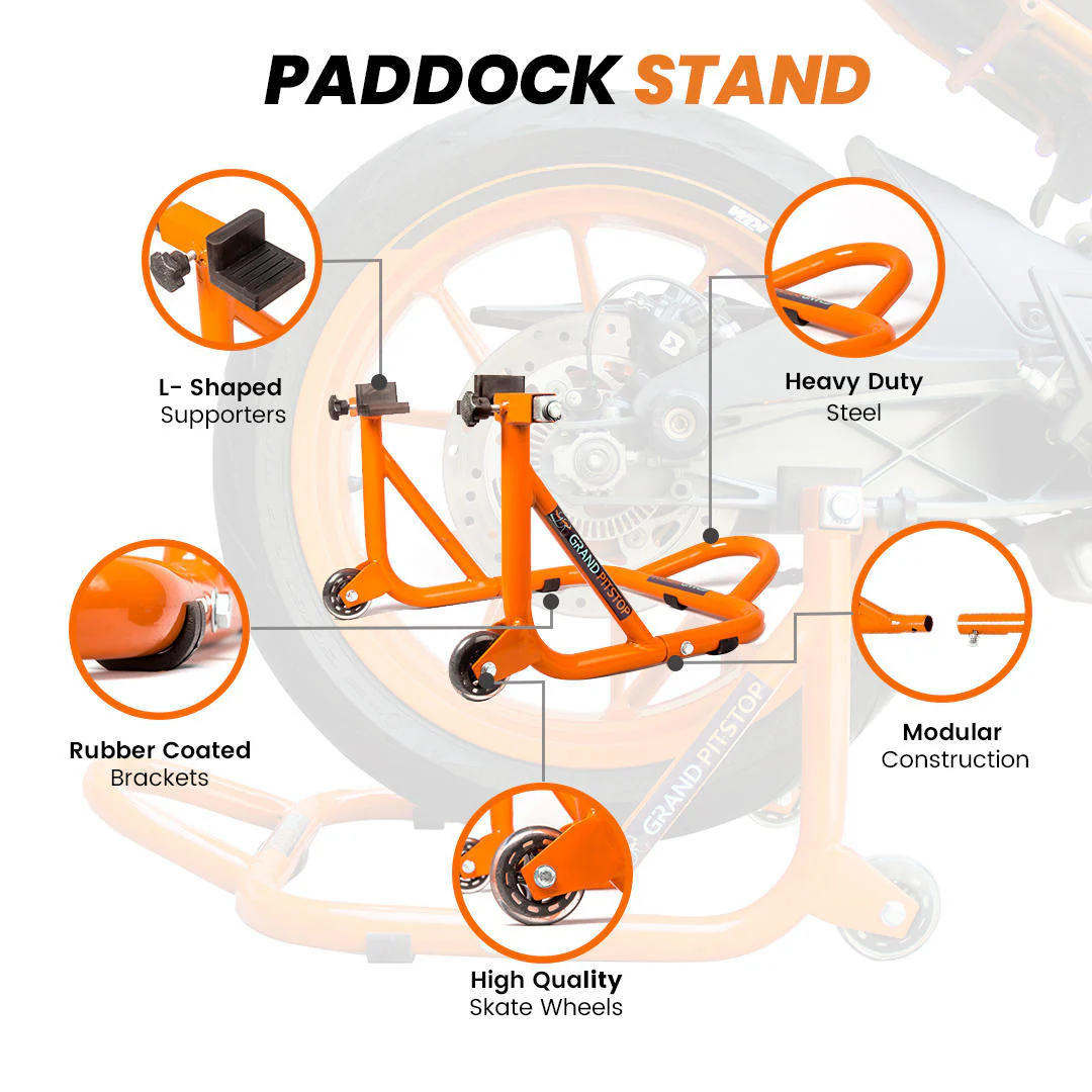 Dismantlable Rear Paddock Stand (Orange) and 8 mm Bobbins - Dual Cap Cover - Image 5