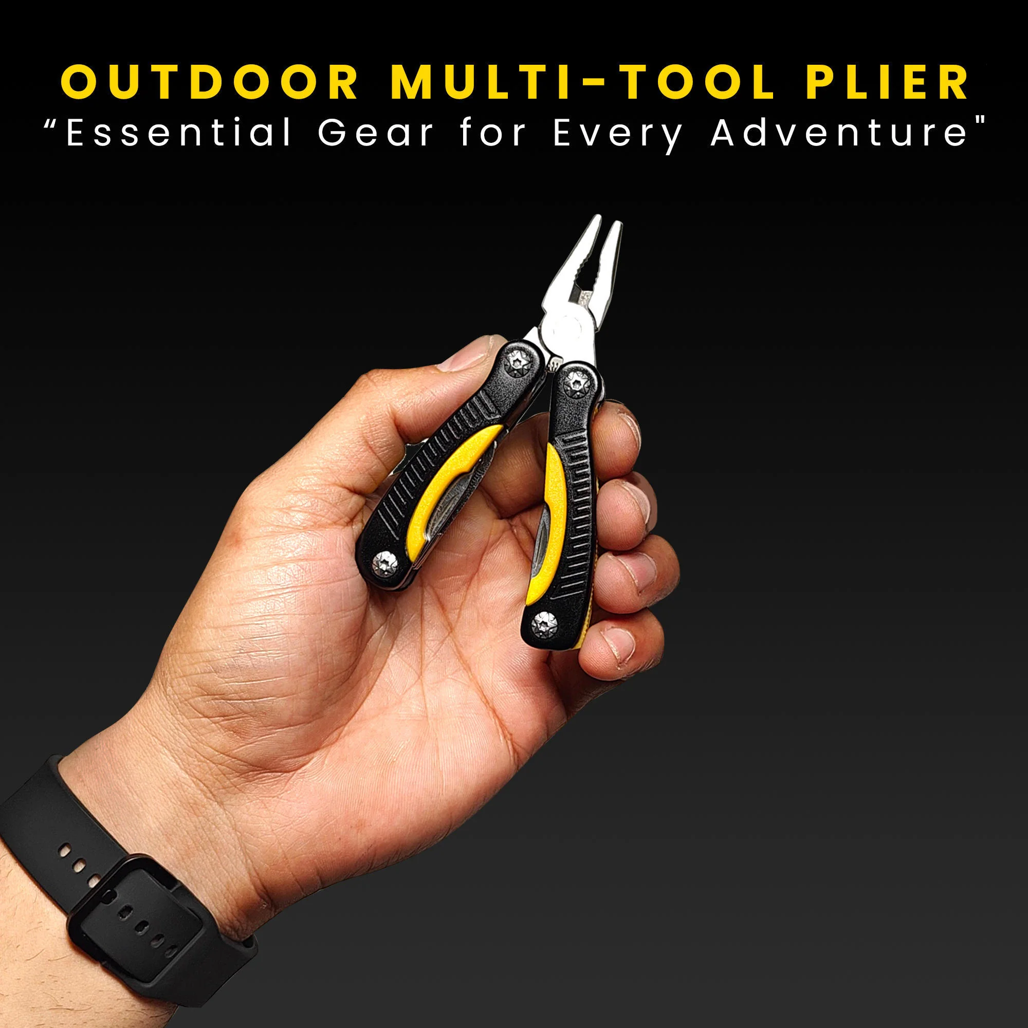 Premium Stainless Steel Multipurpose Plier - Black & Yellow - Image 3