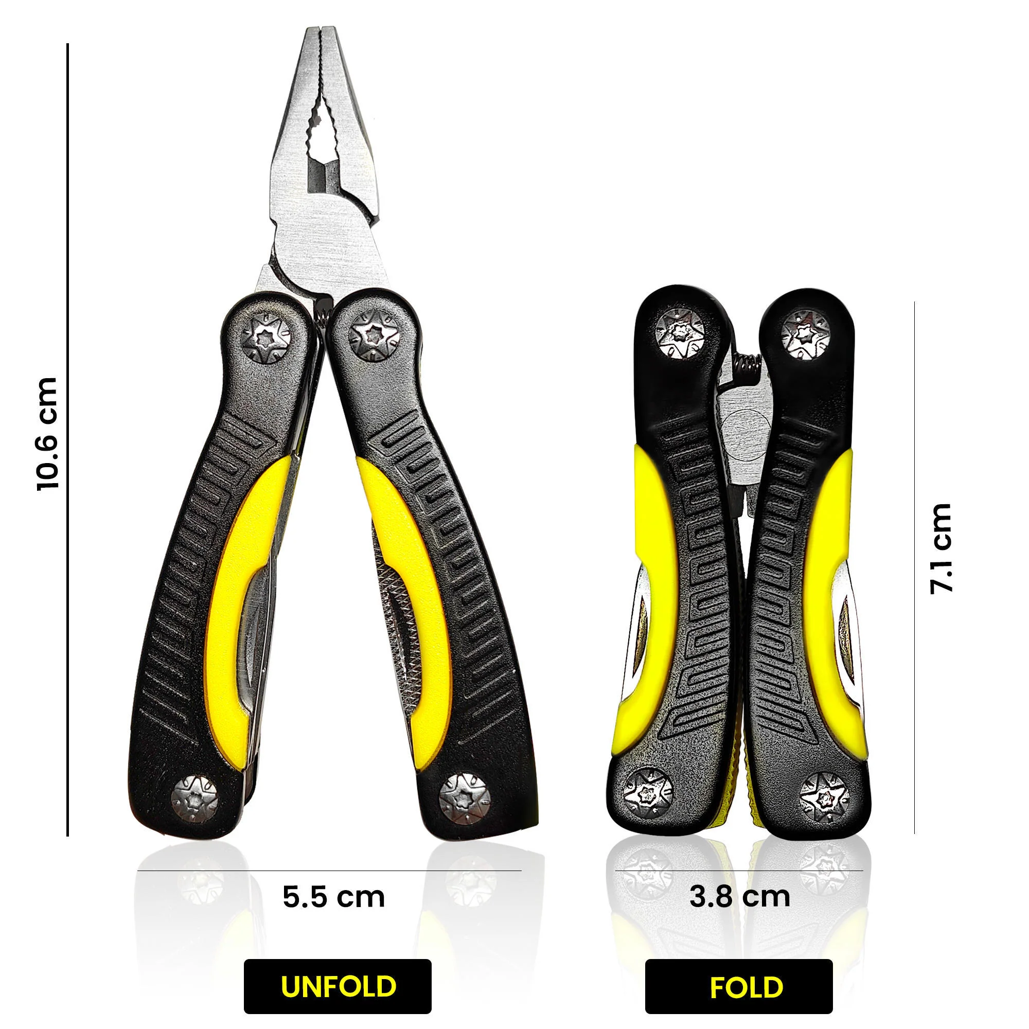 Premium Stainless Steel Multipurpose Plier - Black & Yellow - Image 8