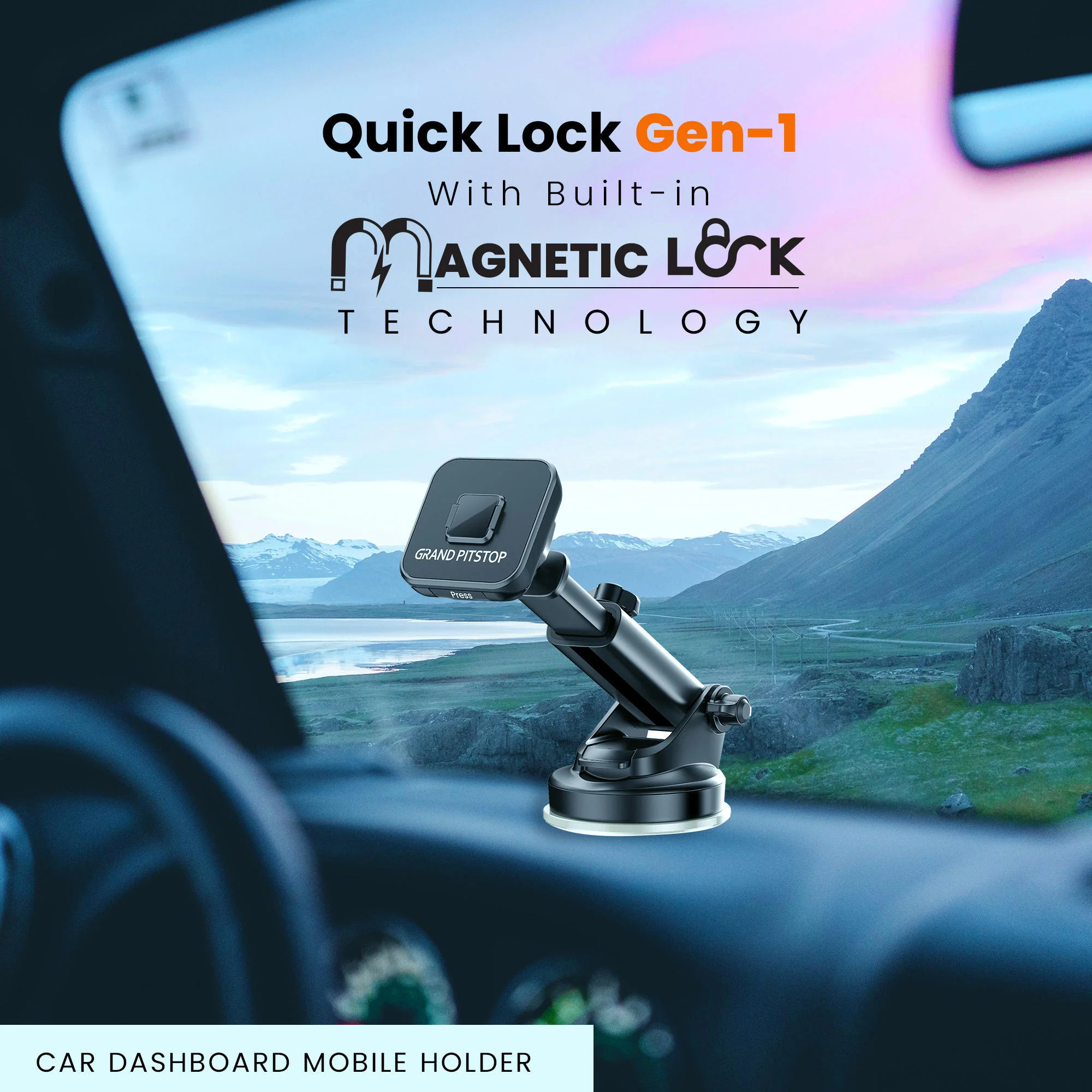 Quick Lock GEN-1 with in-built MAGNETIC LOCK Technology Car Dashboard Mobile Holder - Image 10