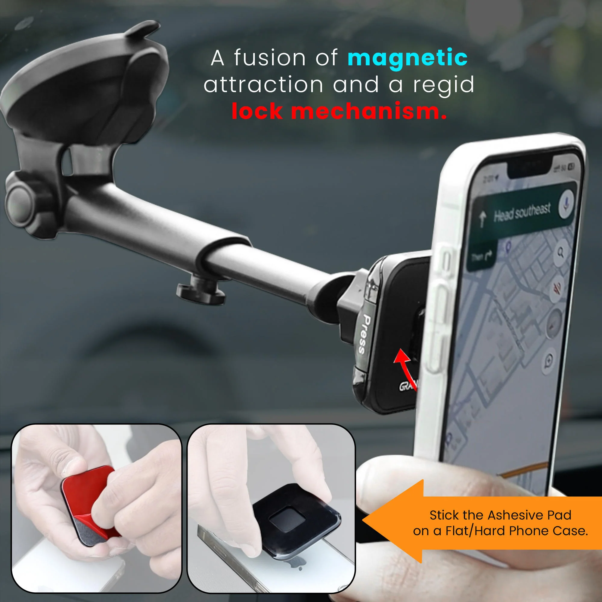 Quick Lock GEN-1 with in-built MAGNETIC LOCK Technology Car Dashboard Mobile Holder - Image 6