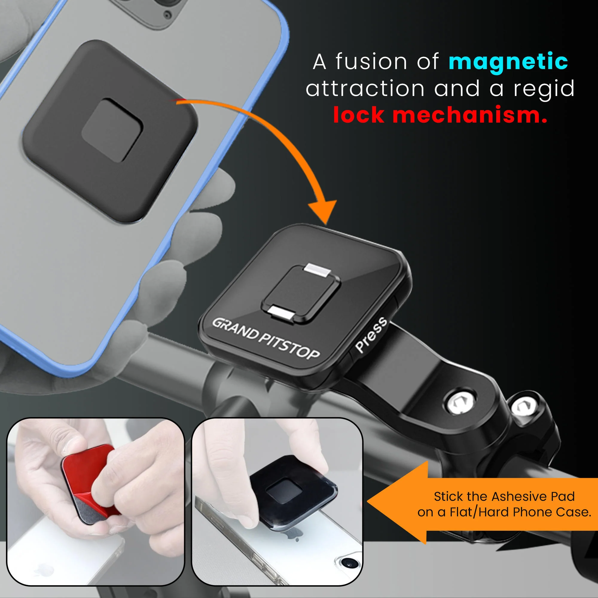 Quick Lock GEN-1 with in-built MAGNETIC LOCK Technology Mobile Holder For Bike Handlebar - Image 6