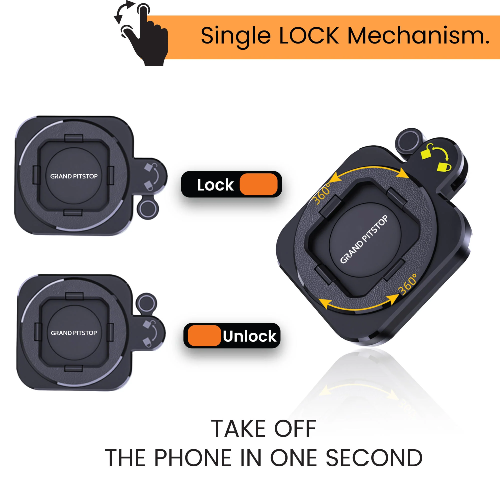 Quick Lock GEN-2 with in-built Ultra Mag-LOCK Technology Mobile Holder For Bike Handlebar - Image 5
