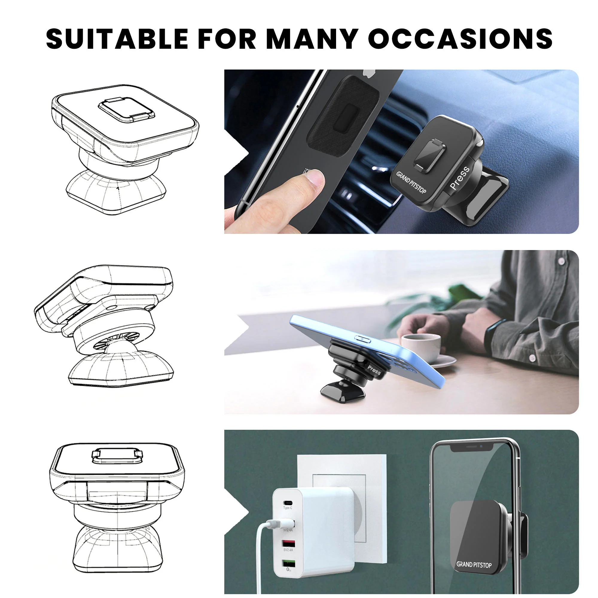 Quick Lock Mini GEN-1 with in-built MAGNETIC LOCK Technology Car Dashboard Mobile Holder - Image 9