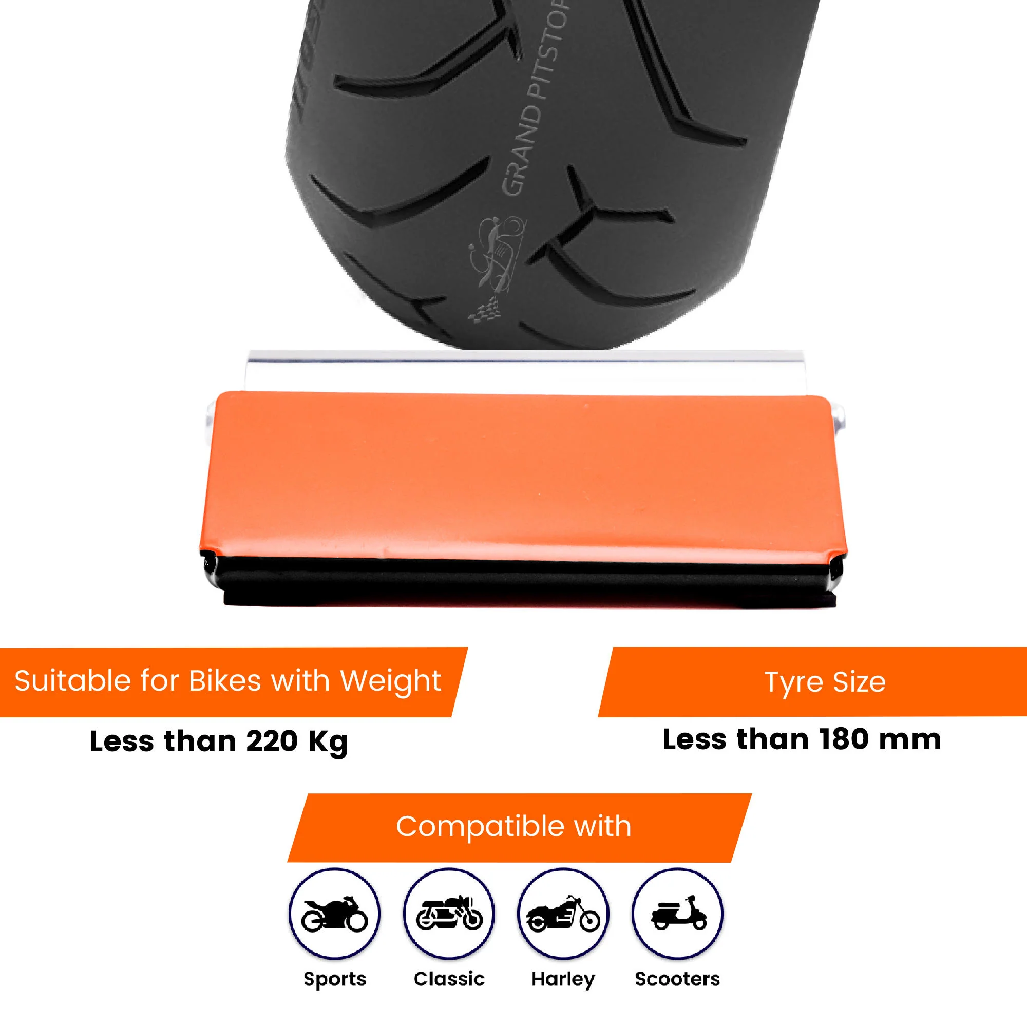 Ramp GRoller - Paddock Stand Replacement (Bike wt. 220 kg) - Orange - Image 4