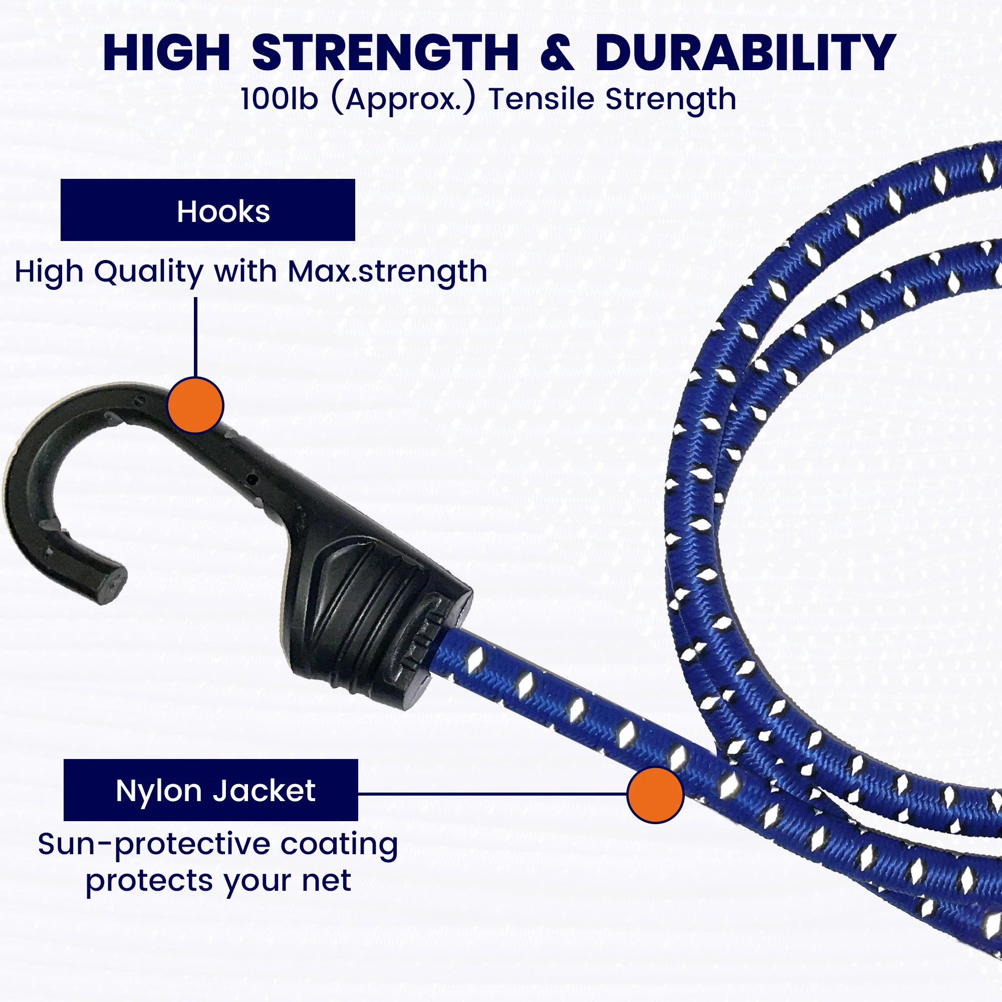 Reflecting Bungee Cord (42Inch)- Set Of 2 - Blue - Image 4
