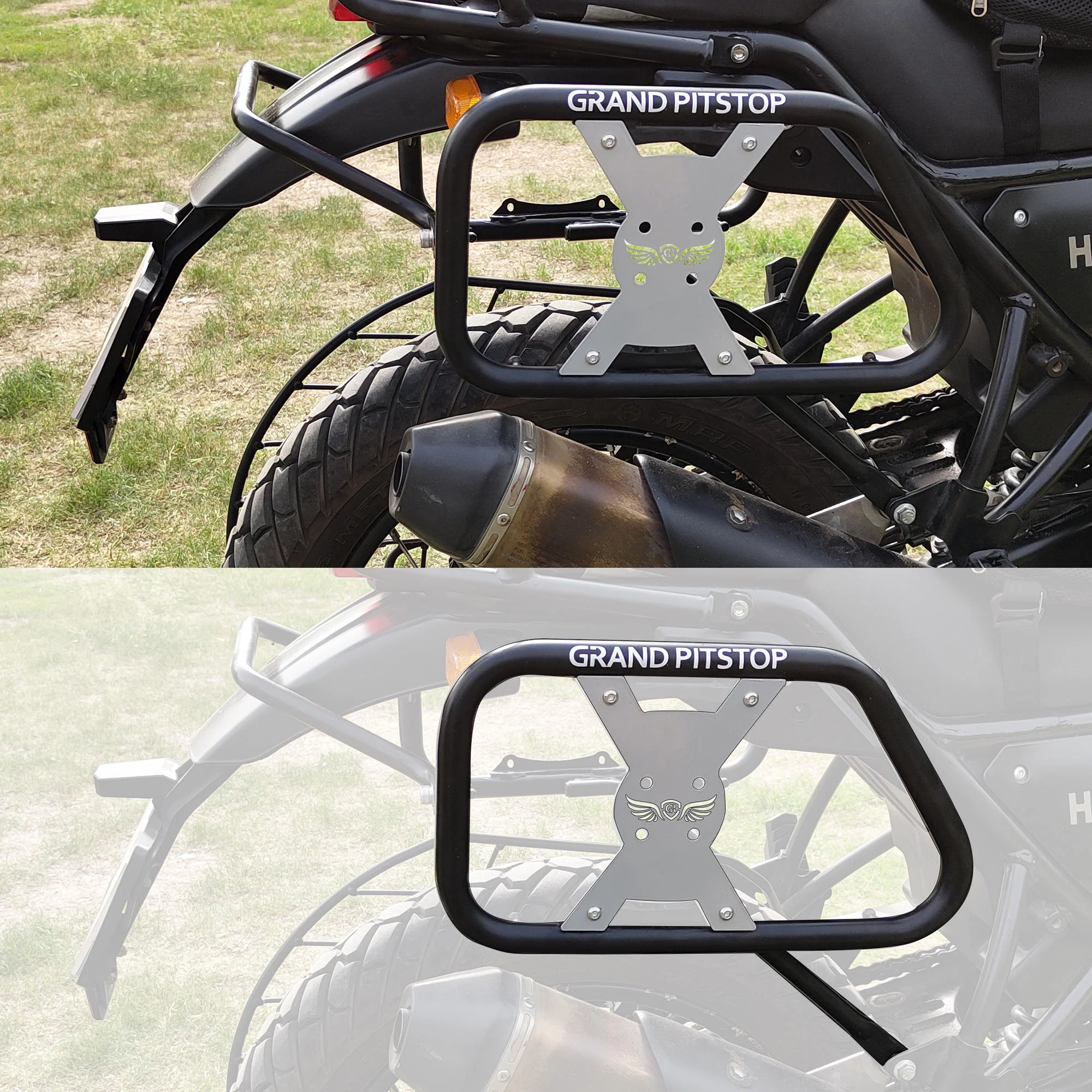 Saddle Stay (Pair) With Jerry Can Mounting for Royal Enfield Himalayan - Black & Silver - Image 3