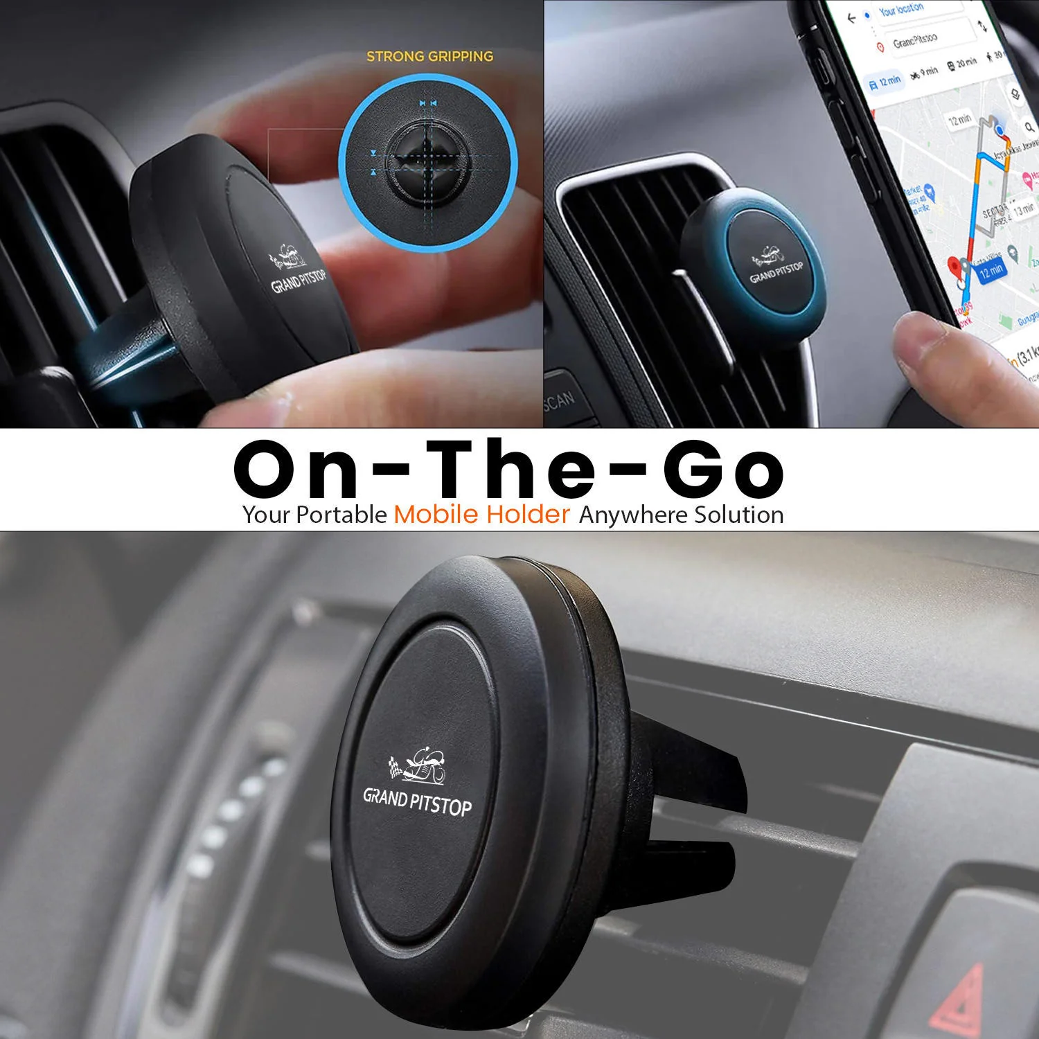 Universal Magnetic Air Vent Mount Car Mobile Holder - Black - Image 14