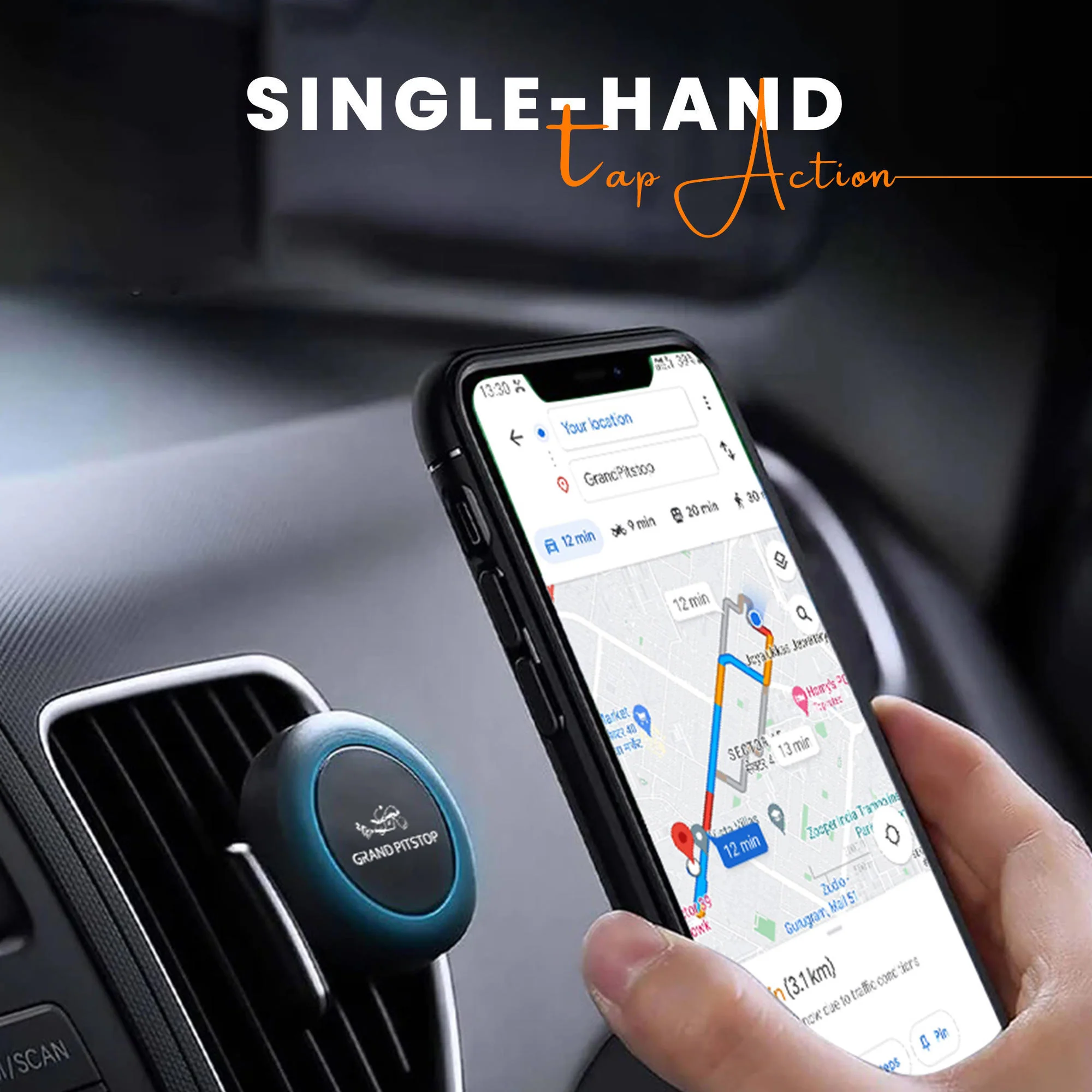 Universal Magnetic Air Vent Mount Car Mobile Holder - Black - Image 6