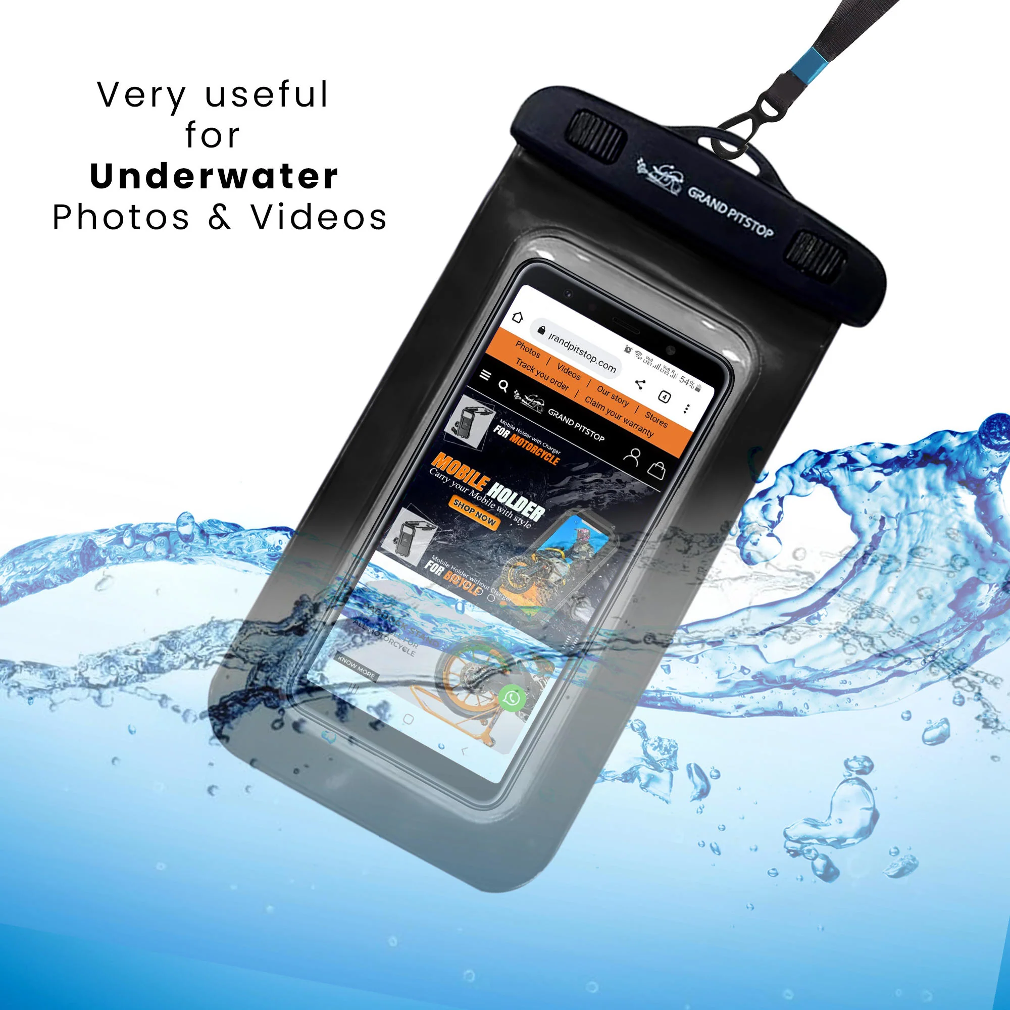 Universal Waterproof Mobile Pouch for phones up to 7.0 inches - Black - Image 2