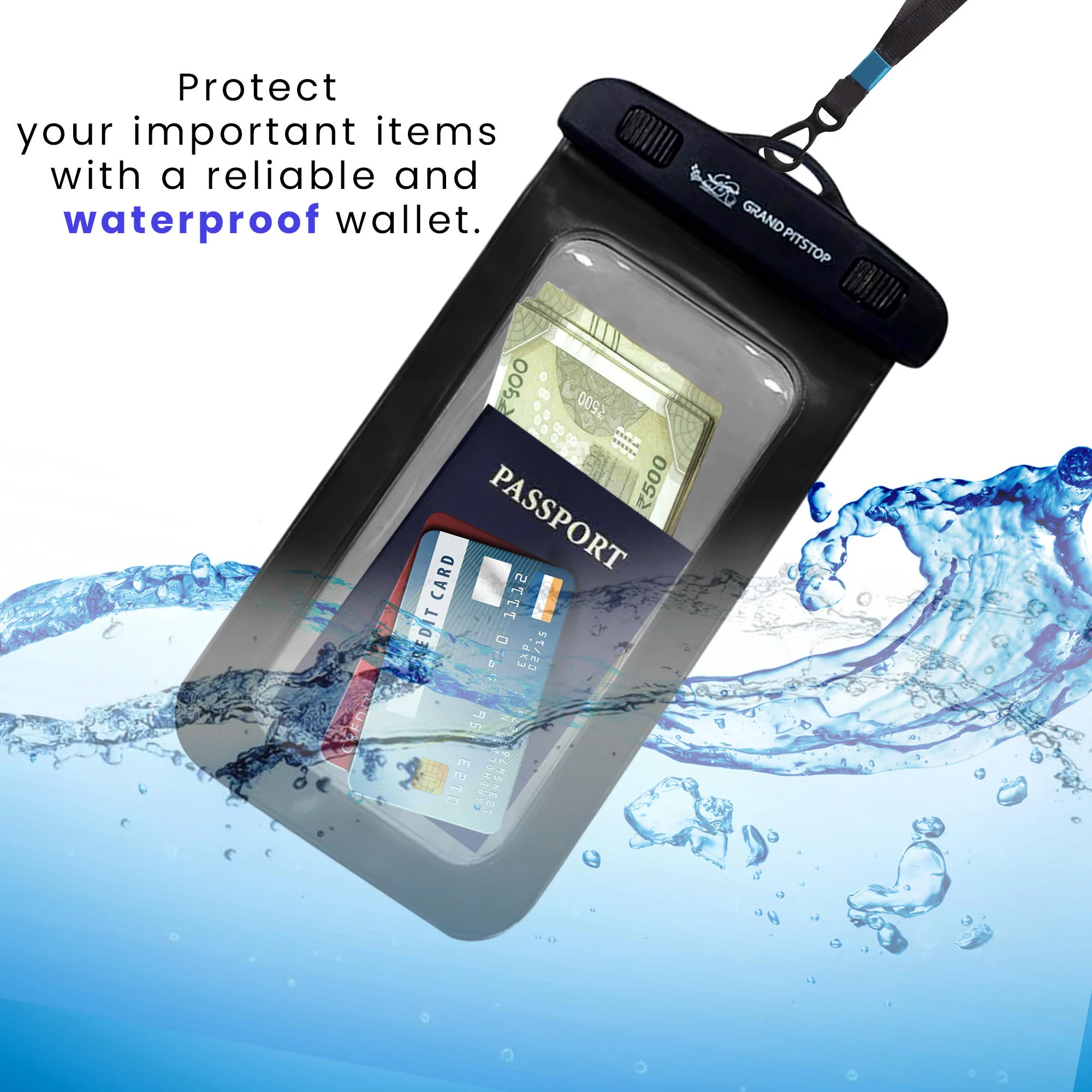 Universal Waterproof Mobile Pouch for phones up to 7.0 inches - Black - Image 4