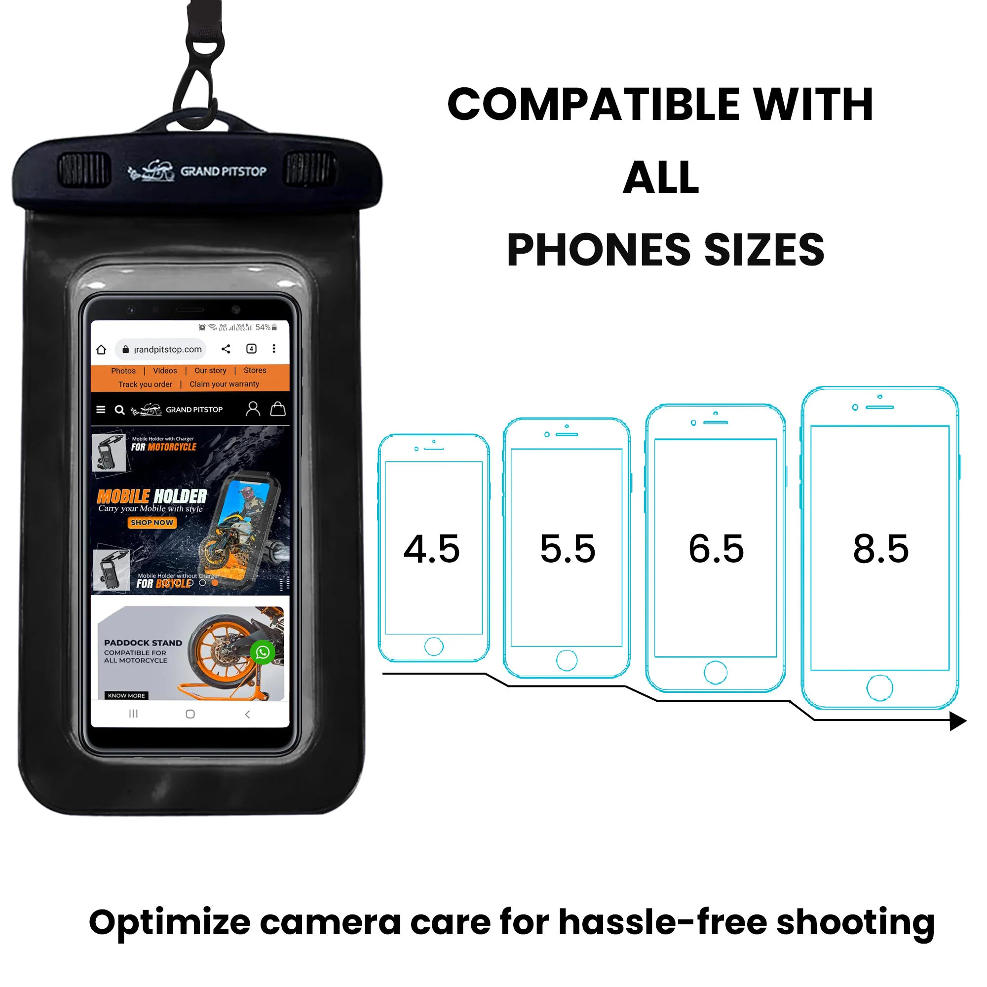 Universal Waterproof Mobile Pouch for phones up to 7.0 inches - Black - Image 5