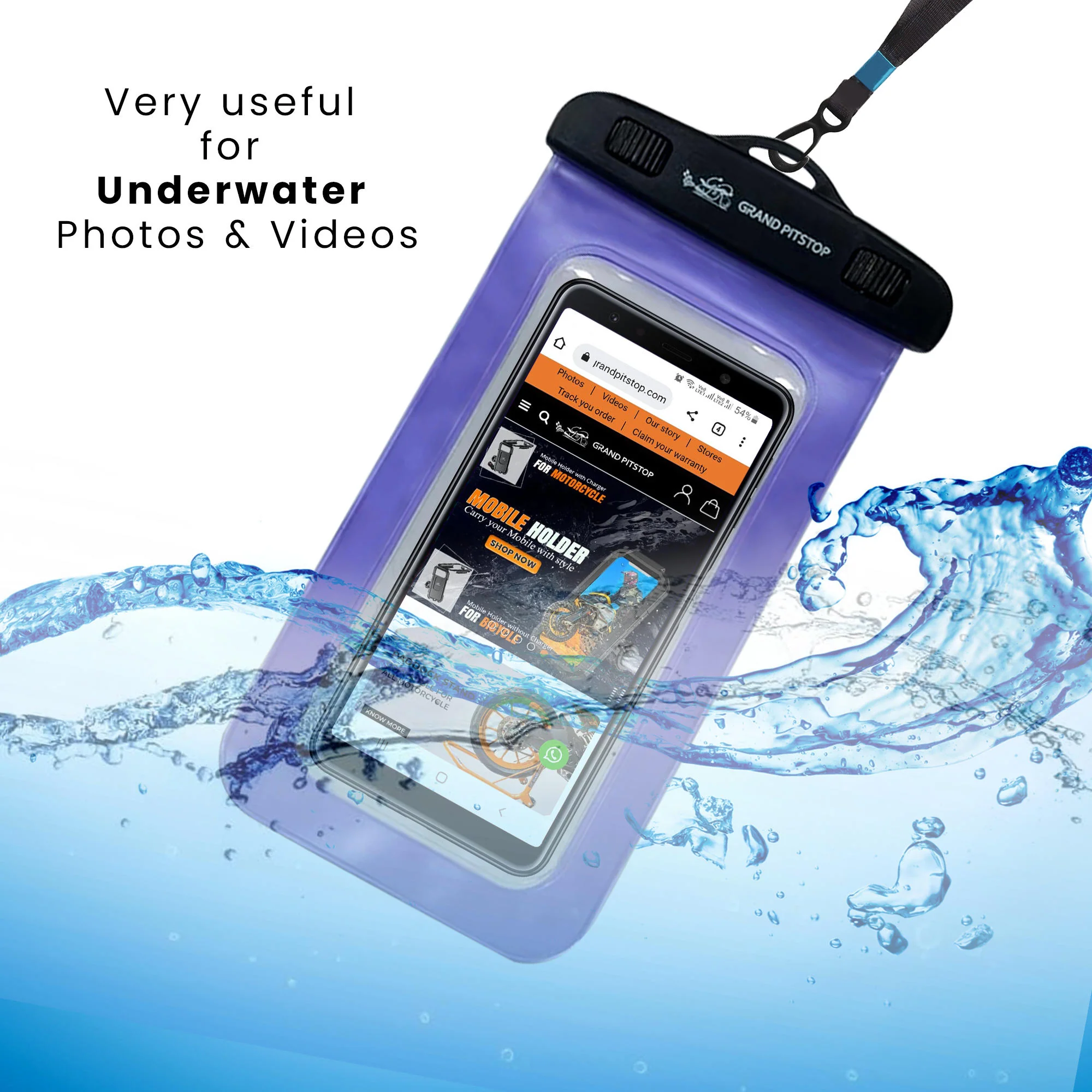 Universal Waterproof Mobile Pouch for phones up to 7.0 inches - Blue - Image 2