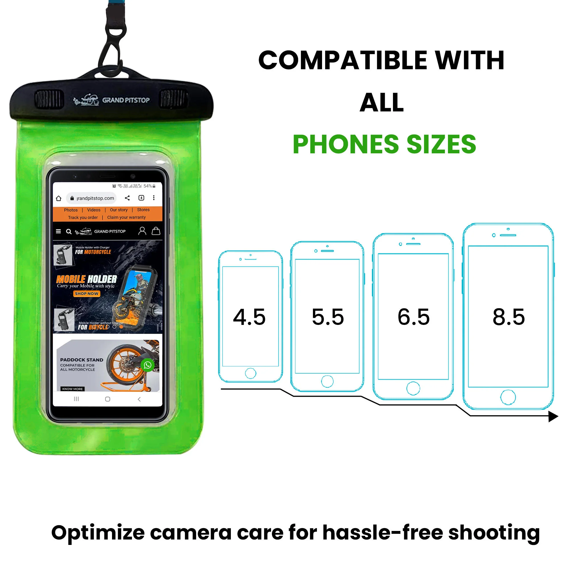 Universal Waterproof Mobile Pouch for phones up to 7.0 inches - Green - Image 5