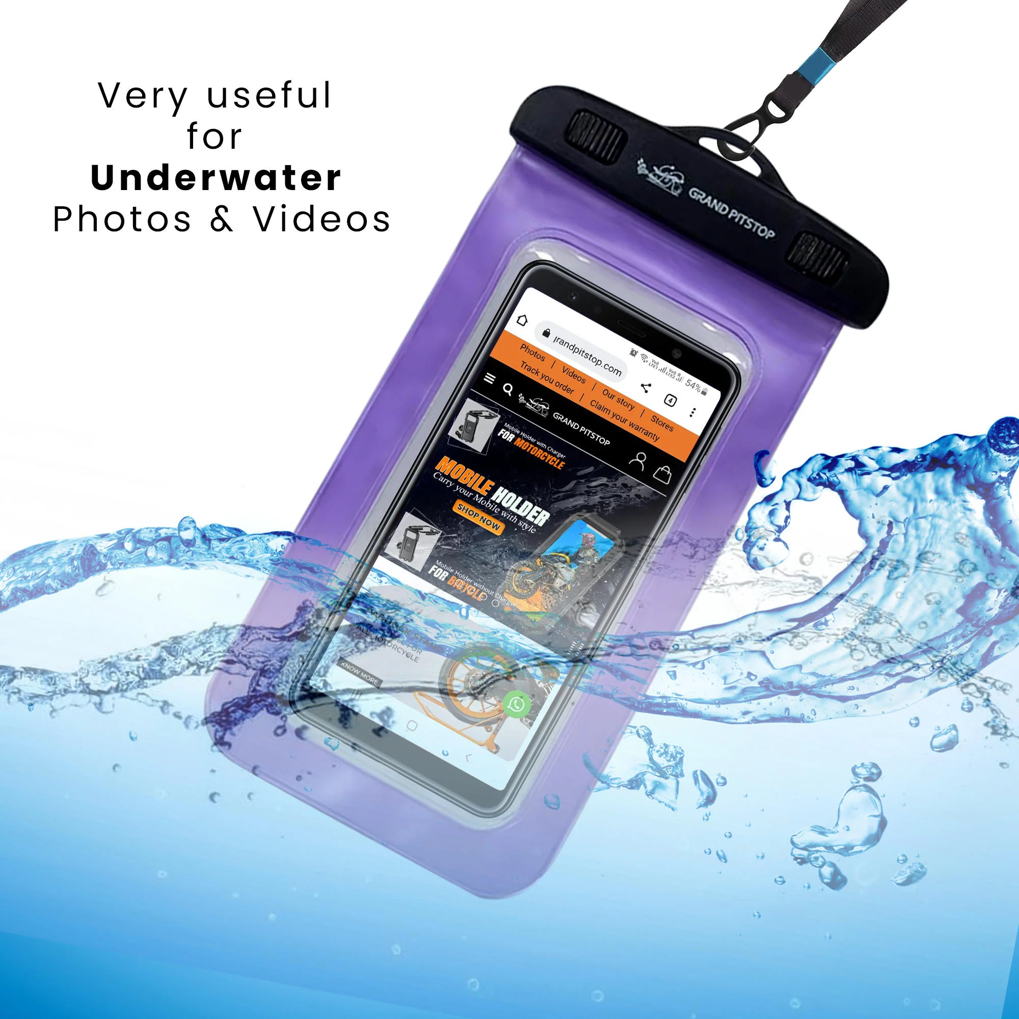 Universal Waterproof Mobile Pouch for phones up to 7.0 inches - Purple - Image 2