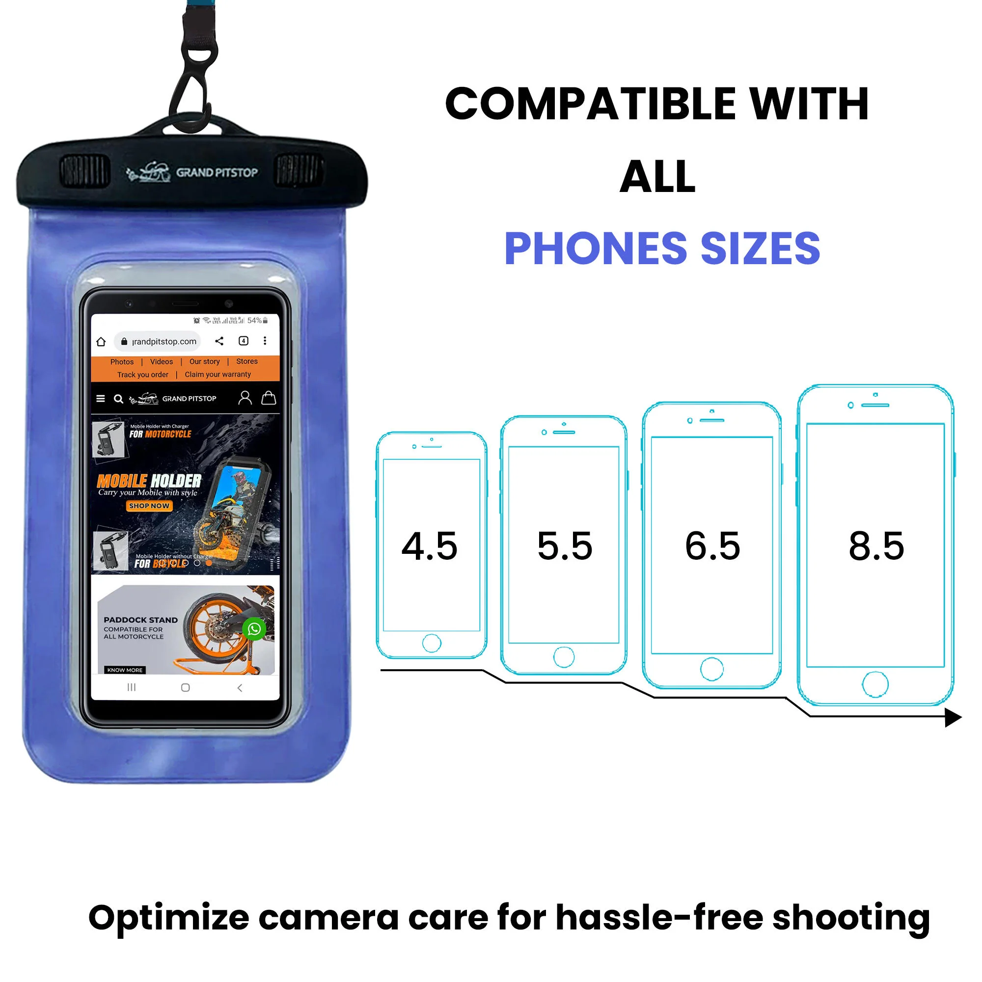 Universal Waterproof Mobile Pouch (Pack of 2) for phones up to 7.0 inches - Blue - Image 5