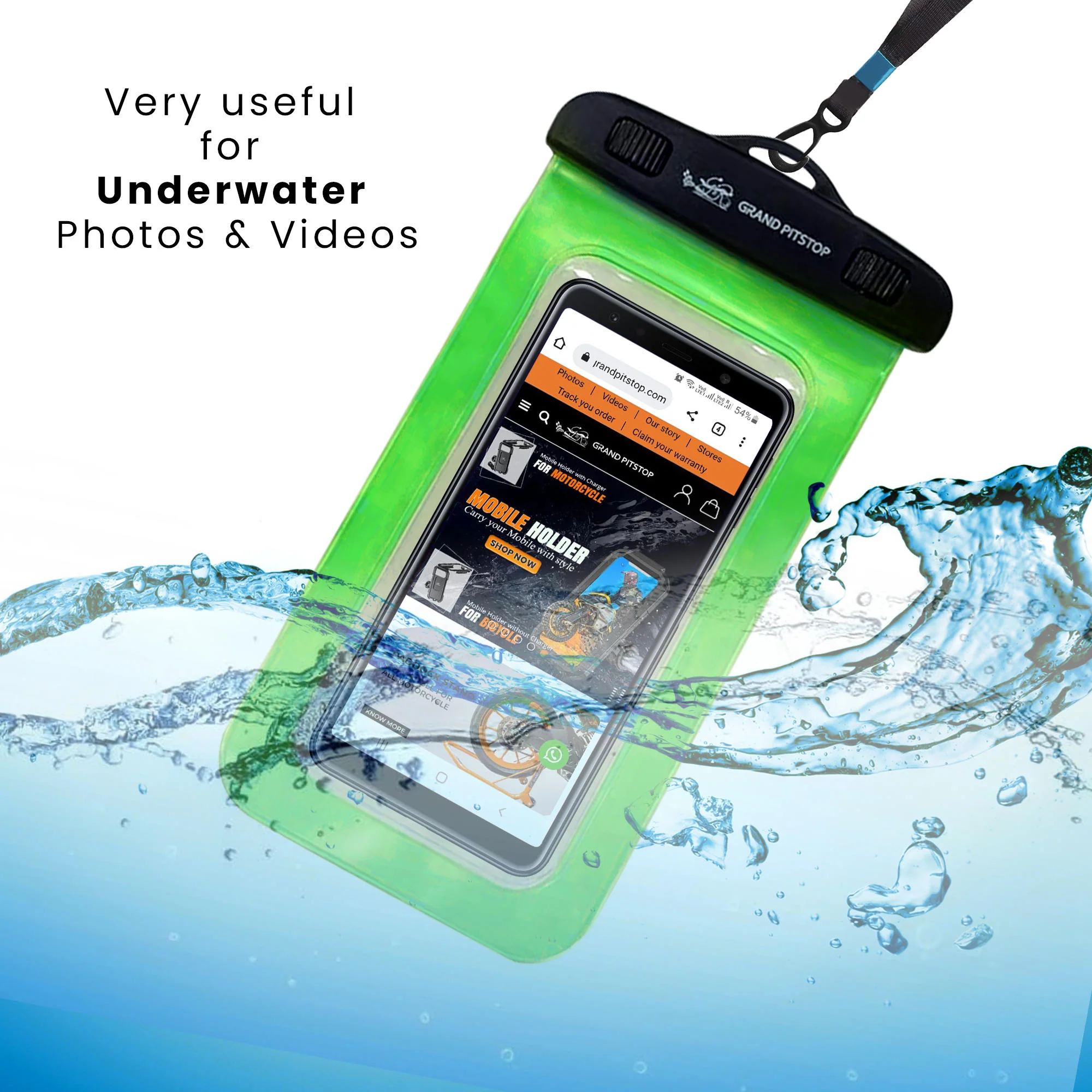 Universal Waterproof Mobile Pouch (Pack of 2) for phones up to 7.0 inches - Green - Image 2