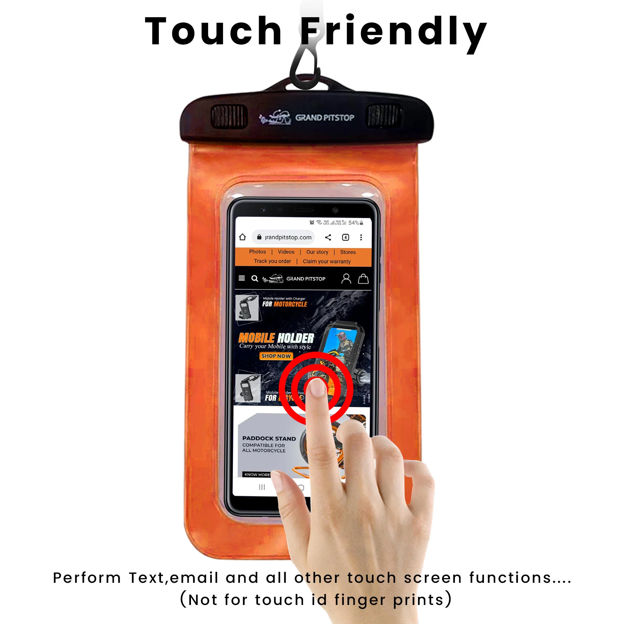 Universal Waterproof Mobile Pouch (Pack of 2) for phones up to 7.0 inches - Orange - Image 3