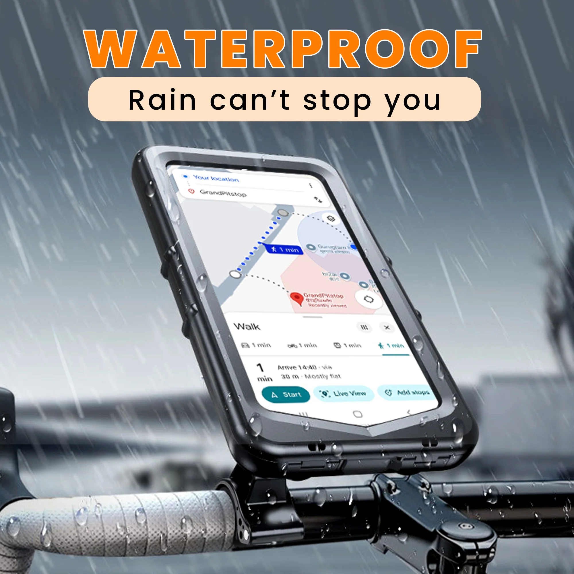 Waterproof Mobile Holder for Bike Handlebar - Black - Image 3