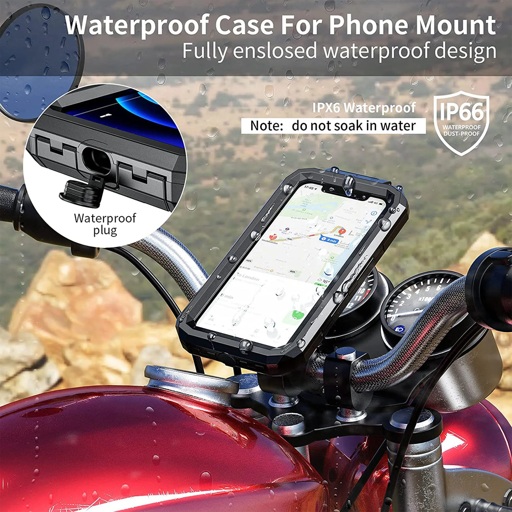 Waterproof Mobile Holder for Bike Handlebar with 15 W Wireless Charger - Black - Image 10