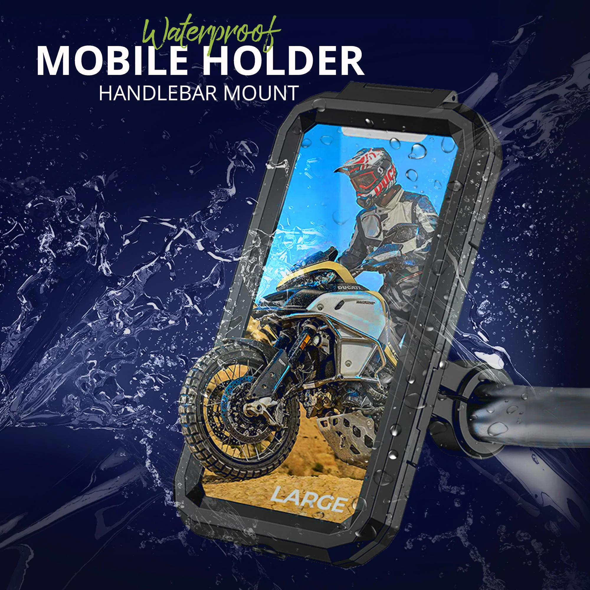 Waterproof Mobile Holder for Bike Handlebar with 15 W Wireless Charger - Black - Image 2