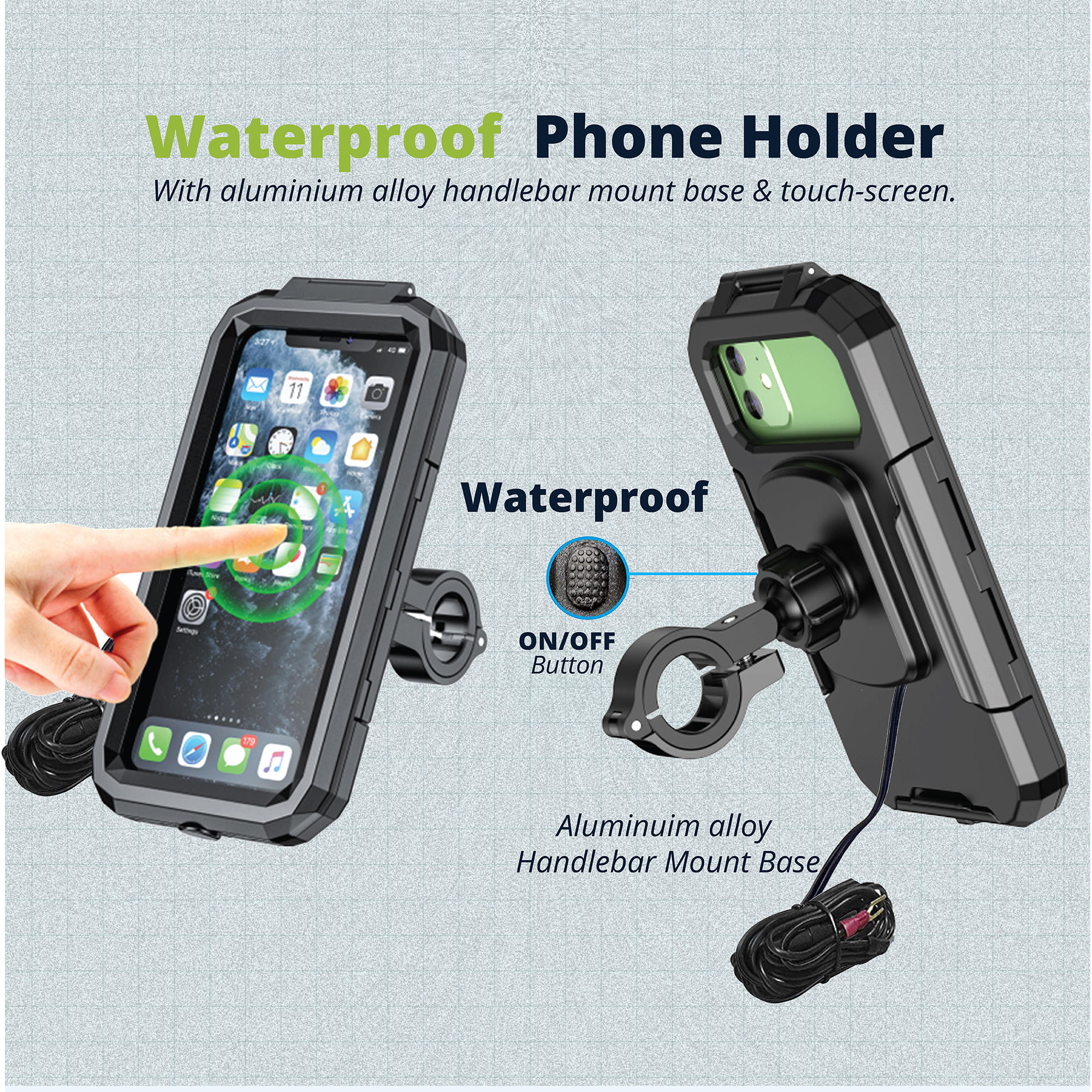 Waterproof Mobile Holder for Bike Handlebar with 15 W Wireless Charger - Black - Image 7
