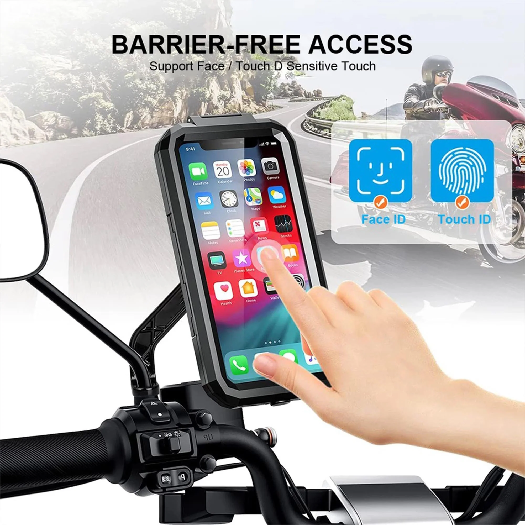 Waterproof Mobile Holder Mirror Mount - Black - Image 4