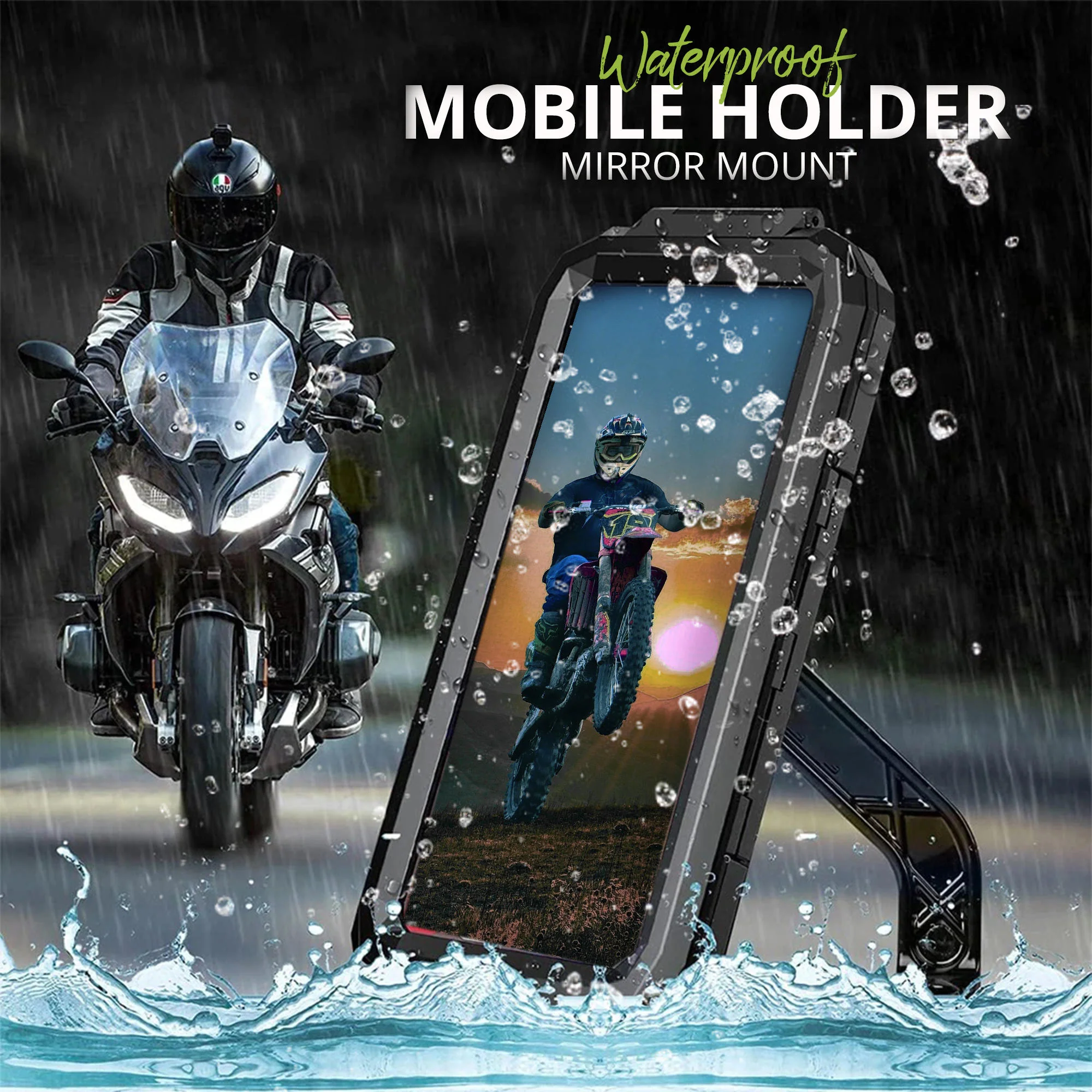 Waterproof Mobile Holder Mirror Mount - Black - Image 7