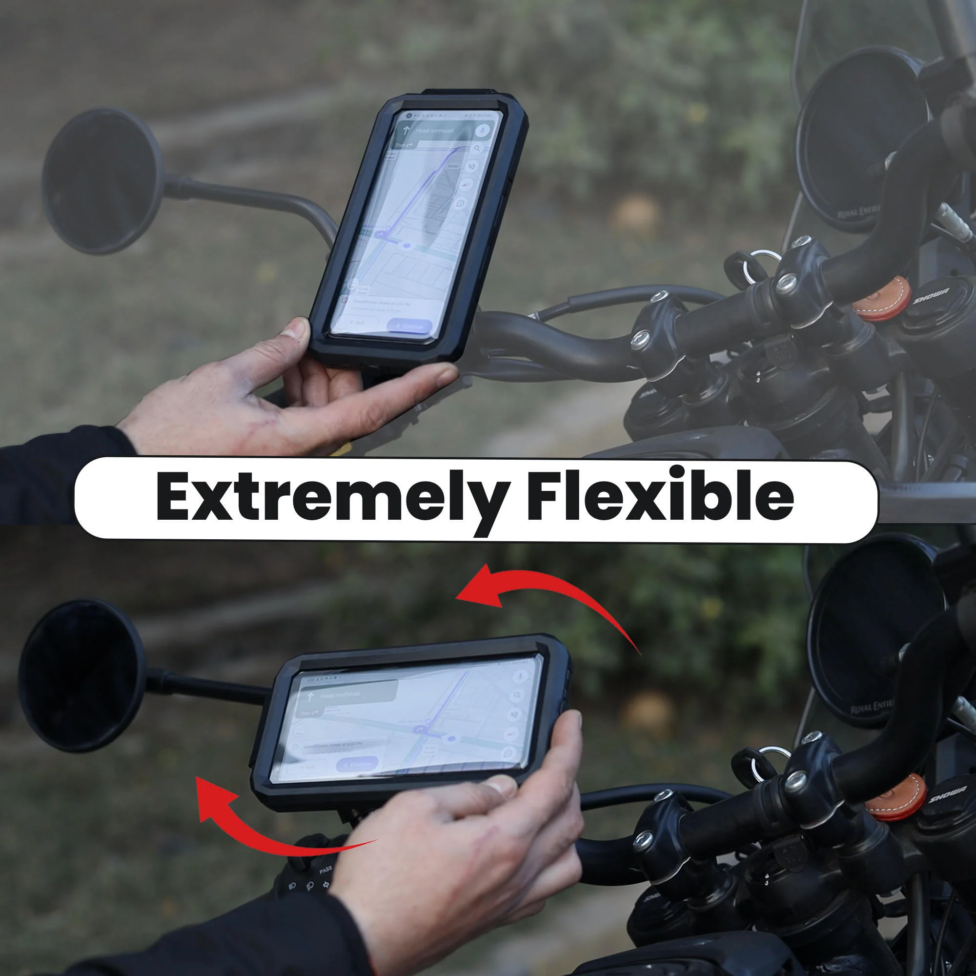 Waterproof Mobile Holder with Vibration Dampener Handlebar Mount - Black - Image 7
